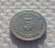 Niemcy Kaiser Wilhelm II Hohenzollern 5 pfennig 1906 A Berlin Prusy KM# 11