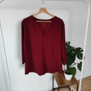 Bluzka 40 L Greenpoint Burgundia bordowa rękaw 3/4 elegancka 