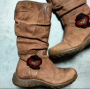 PRIMIGI piękne skórzane kozaczki na wiosnę z kwiatami,vintage,r. 25