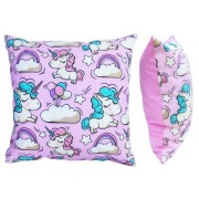 Poszewka 40x40 cm Jednorożce tęcza balony różowy - Bawełna