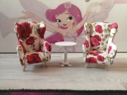 Meble dla lalek, fotel, stolik