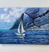 Żaglówka obraz ręcznie malowany akrylowy 30*40 cm