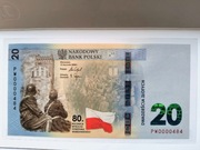 Banknot 20 zł 80 rocznica wybuchu Powstania Warszawskiego Nr. PW 0000484  
