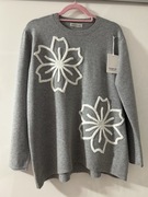 Szary sweter w kwiaty XL