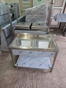 Zlew gastronomiczny dwukomorowy 100x60x85 z półką 