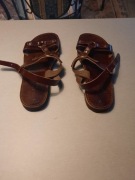 TSIFTOGLOU Leather skórzane sandały damskie brązowe naturalna skóra r.43