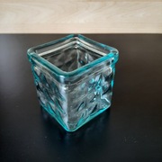 Vintage świecznik na tealighty zielonkawe szkło z recyklingu Hiszpania 