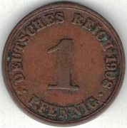 20 Niemcy Cesarstwo 1 pfennig 1908 A