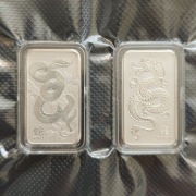 Zestaw 2 sztabek Lunar Rok Smoka Dragon i Rok Węża Snake 2 x 1 uncja Srebra