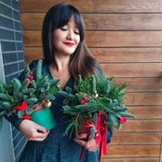 Stroik Świąteczny bożonarodzeniowy z jodły nobilis na stół z girlandą LED