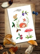 Akwarela ręcznie malowana +antyrama sarna las