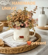 Kompozycja florystyczna w kubku handmade unikat dekoracja kwiatowa z duszą