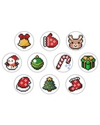 Zestaw naklejek świątecznych - choinka, bombka, bałwan, renifer, prezent