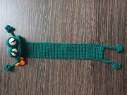 Żaba zielona ciemny na szydełku kordonek zakładka ozdoba 