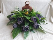 duży stroik na grób kapliczka lampion latarnia latarenka peonia szara duże