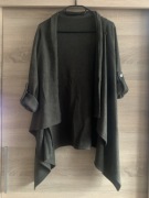 Sweter kardigan damski brązowy rękaw podwijany