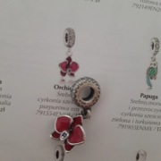 Pandora zawieszka charms różowa orchidea emalia