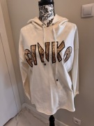 Bluza Pinko biała z kapturem cekiny złote logo S Made in Italy