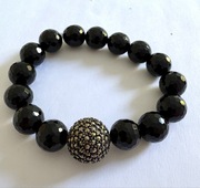 Srebrna Bransoletka z onyksem i markazytami