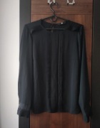 Elegancka czarna koszula z długim rękawem M czarna galowa koszula