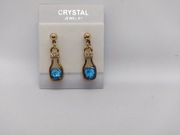 Kolczyki butelki złote cyrkonia błękitne serce