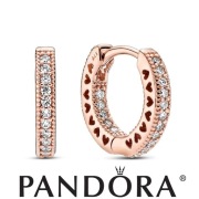 PANDORA Rose kolczyki koła z motywem serc ALE MET