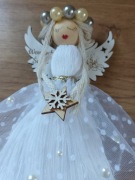 Świąteczny aniołek, makramowy, 12 x 17 cm