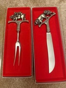 Norweski zestaw do serwowania mięsa ręcznie odlewana cyna nowy w pudełku