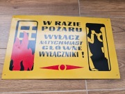 ORYGINALNA METALOWA TABLICA BHP Z OKRESU PRL.