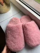 Wełniane kapcie różowe100% wełna owcza 3839 40 bambosze zimowe prezent