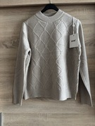 Sweter damski beżowy cappuccino s/m EVIS długi rękaw wiskoza romby