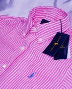 Polo Ralph Lauren lniana koszula S button down shiny połysk róż pasy
