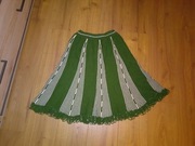 Spódnica wełniana zielona Vintage PRL wzór wełna