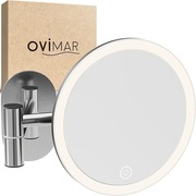 OvIMar Vorupor Srebrne | Lusterko kosmetyczne z oświetleniem 5x powiększ