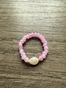 Pierścionek z koralików szklanych i perła słodkowodna hodowlana