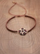 Bransoletka sznurkowa Brązowa | Motyw Panterki | Miyuki Handmade