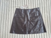 Brązowa spódnica z eko skóry 