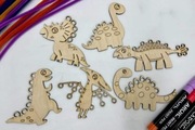 Dinozaury do samodzielnego zdobienia, mix, drewniane, Dzień Dinozaura