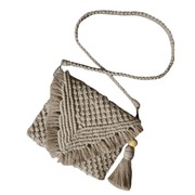 Mała torebka boho makrama | ręcznie pleciona | kolor kawa z mlekiem |