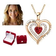 NASZYJNIK SERCE ZŁOTY CYRKONIE NA PREZENT WALENTYNKI DZIEŃ KOBIET ŚLUB LOVE