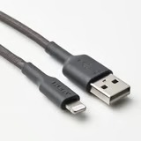 Kabel USB-A do Lightning 2.4 AmperA 1,5 Metra 480Mb/s Szybki Szary LILLHULT
