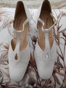 Medicus 39 (6 ) białe skórzane damskie buty Retro na ślub komunia