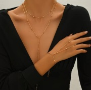 Komplet biżuterii złotej, łańcuszek+ bransoletka 