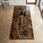 Unikalny stół z litego orzecha włoskiego i żywicy epoksydowej (180X90)