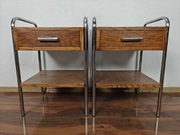 Szafki nocne stolik Chrom Dąb Ciemny Brąz Art Deco Bauhaus