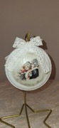 Bombka świąteczna, medalion, decoupage