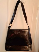 Czarna damska torebka z naturalnej lakierowanej skóry Rossini Italy