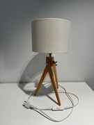 LAMPKA NOCNA STOŁOWA DREWNIANA OZDOBNA BIAŁA