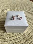 Pandora kolczyki różowe sztyfty korony