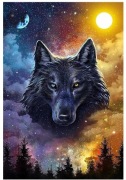 Mozaika diamentowa 30x40cm Wilk na tle nieba 5D